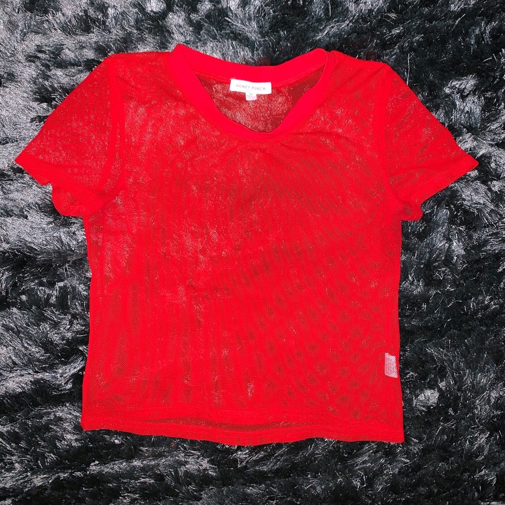 Red mesh top